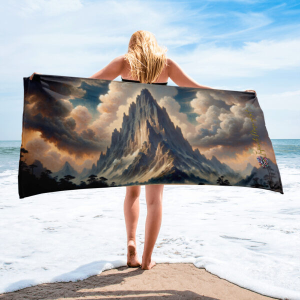 Majestic Apex Beach Towel - Vibrant Mountain Landscape Art