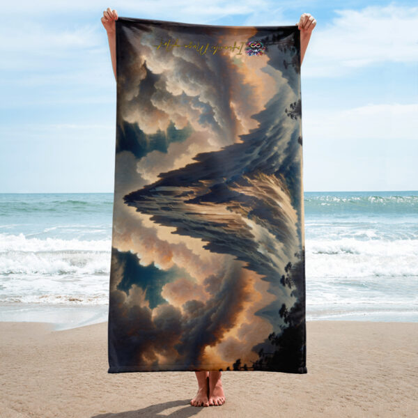 Majestic Apex Beach Towel - Vibrant Mountain Landscape Art - Image 2