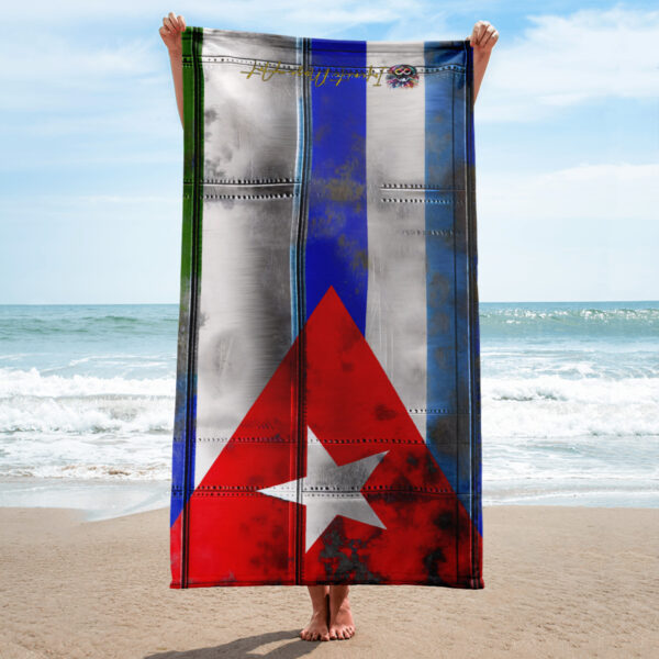 Starred Symmetry - Cuban Flag Inspired Beach Towel - Image 2