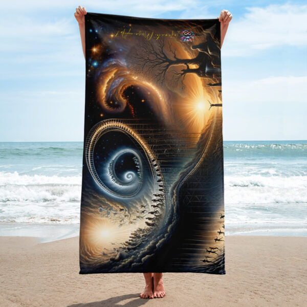 Surreal Celestial Journey Vibrant Beach Towel - Image 2