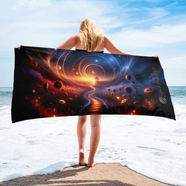 Celestial Dreamway Beach Towel - Vibrant Mystical Landscape Towel