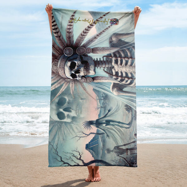 Aztec Emissary of the Underworld Performance Beach Towel - Image 2