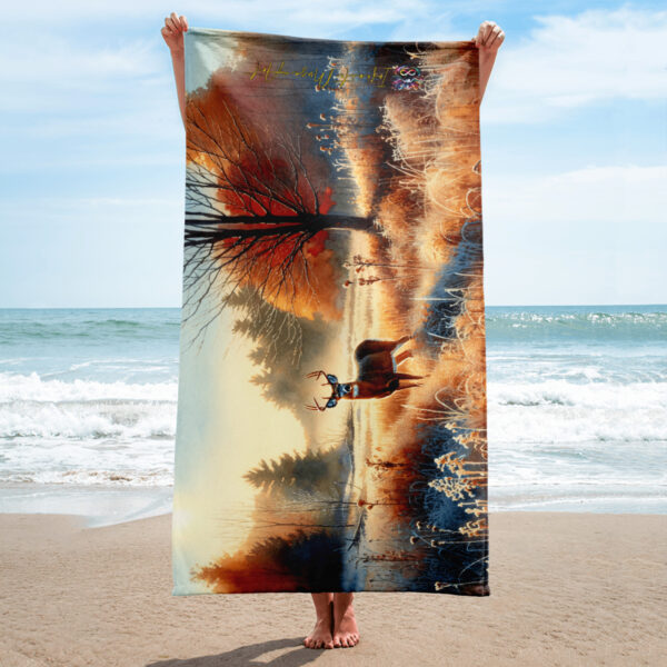 Autumn's Majesty Sublimated Beach Towel – Perfect for Athletes and Nature Lovers - Image 2