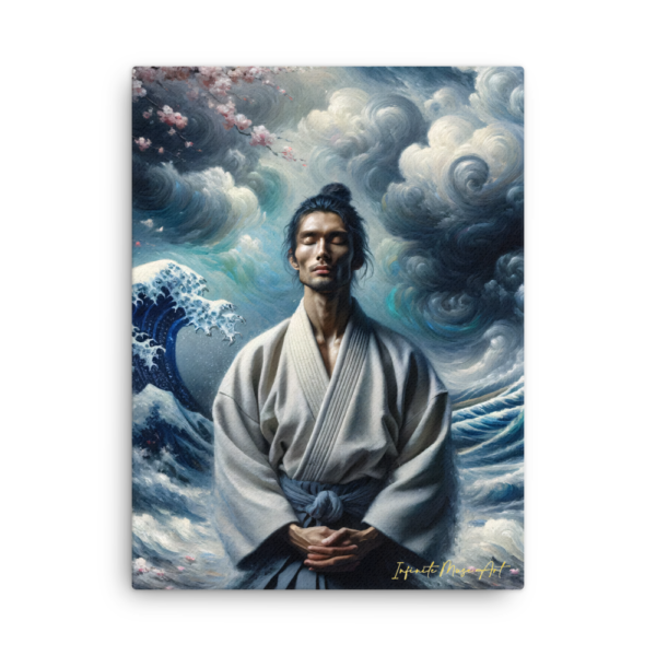 Serenity in the Storm - 18x24in Thin Frameless Canvas Print | Japanese Martial Arts-Inspired Art