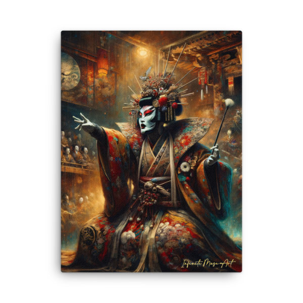 Kabuki Warrior 18x24 Thin Frameless Canvas Print – Traditional Japanese Martial Arts Artwork