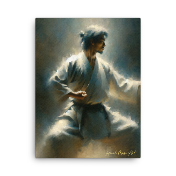 Martial Arts Warrior Thin Canvas Print | 18x24in Frameless Art for Dojos & Training Spaces