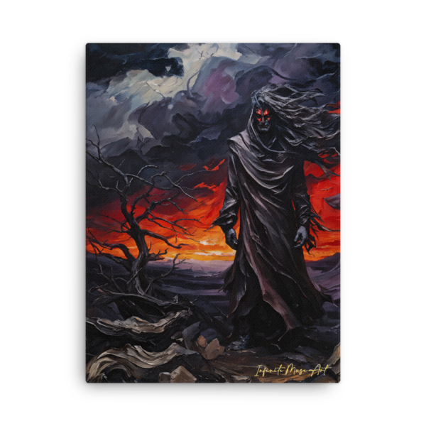 Harbinger of the Abyss – 18x24in Thin Frameless Canvas Print | Dark Deity Gothic Art