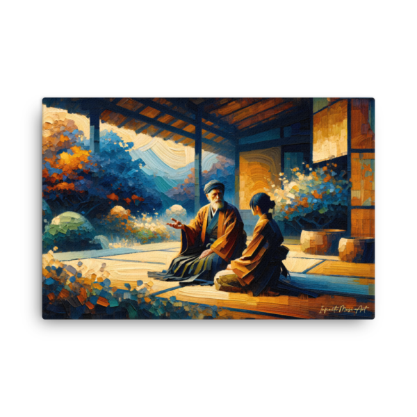 24x36in Thin Frameless Zen Garden Martial Arts Wisdom Canvas Print | Japanese Philosophy Wall Art