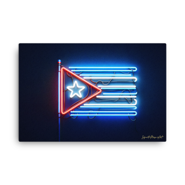 Neon Cuban Flag Thin Frameless Canvas – 24x36in Vibrant Urban Wall Art