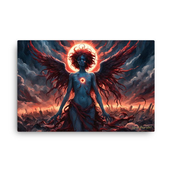 Solar Rebirth - Ethereal Winged Being 24x36 Frameless Canvas Print