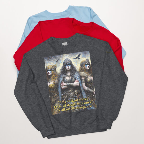 Triumvirate of Valour Unisex Crew Neck Sweatshirt – Inspired by Morrigan - Image 4