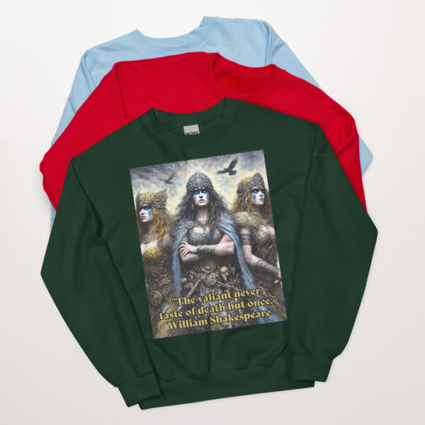 Triumvirate of Valour Unisex Crew Neck Sweatshirt – Inspired by Morrigan - Image 3