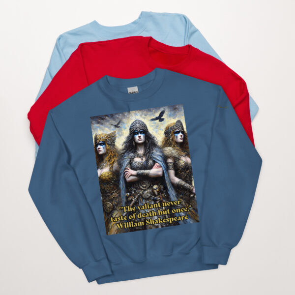 Triumvirate of Valour Unisex Crew Neck Sweatshirt – Inspired by Morrigan - Image 6