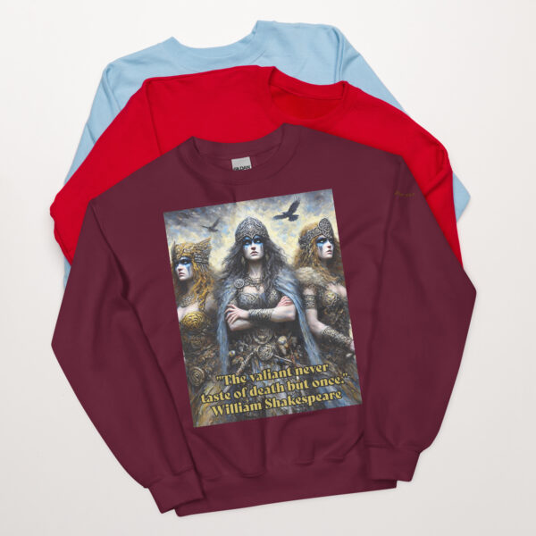 Triumvirate of Valour Unisex Crew Neck Sweatshirt – Inspired by Morrigan - Image 2