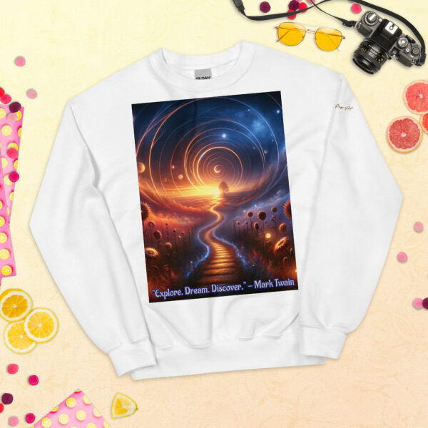 Celestial Dreamway Crew Neck Sweatshirt – Unisex | Inspirational Mark Twain Quote - Image 8