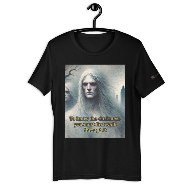 Harbingers of the Abyss Unisex T-Shirt – Comfort Fit, Gothic Art Apparel with Quote 'To Know the Darkness' - Image 2