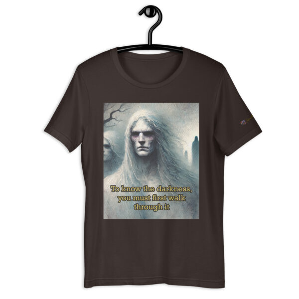 Harbingers of the Abyss Unisex T-Shirt – Comfort Fit, Gothic Art Apparel with Quote 'To Know the Darkness' - Image 4