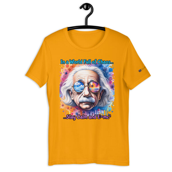 Cosmic Reflections: Einstein Unisex Comfort Fit T-Shirt – Old-Fashioned Style with 'Stay Calm and E=mc²' Quote - Image 4