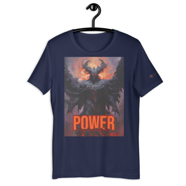 Old-Fashioned Unisex T-Shirt – Lord of Infernal Shadows Design with 'Your Fear Fuels My Power' Quote - Image 4