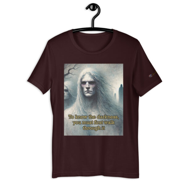 Harbingers of the Abyss Unisex T-Shirt – Comfort Fit, Gothic Art Apparel with Quote 'To Know the Darkness' - Image 3