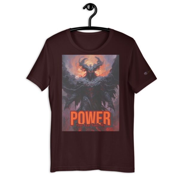 Old-Fashioned Unisex T-Shirt – Lord of Infernal Shadows Design with 'Your Fear Fuels My Power' Quote - Image 3