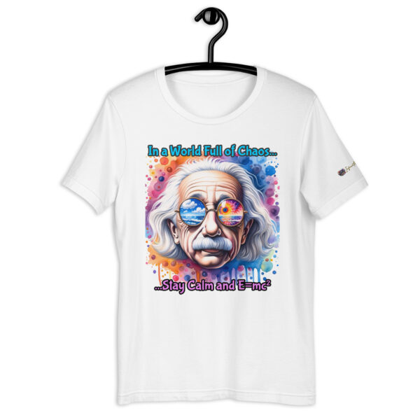 Cosmic Reflections: Einstein Unisex Comfort Fit T-Shirt – Old-Fashioned Style with 'Stay Calm and E=mc²' Quote - Image 8