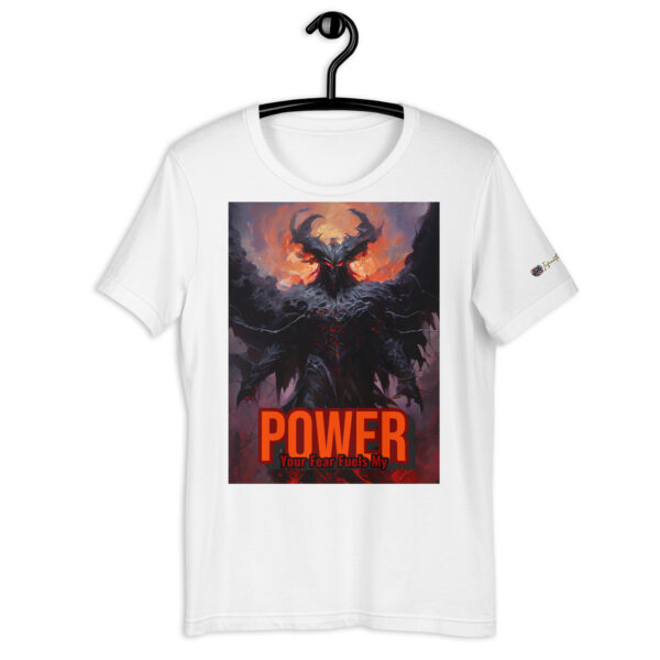 Old-Fashioned Unisex T-Shirt – Lord of Infernal Shadows Design with 'Your Fear Fuels My Power' Quote - Image 8