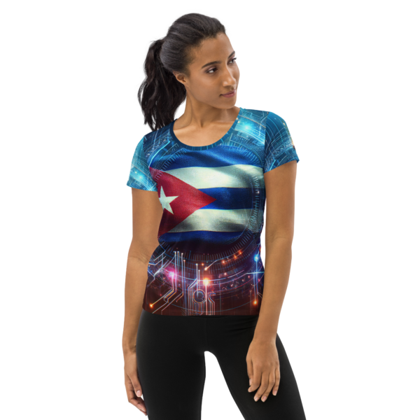 Cuban Flag Cyber Fusion All-Over Print Women's Athletic T-Shirt – EVOKE Performance