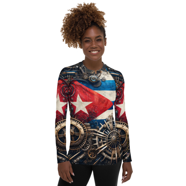 Cuban Mechanica - All-Over Print Women's Rash Guard for Athletic Wear