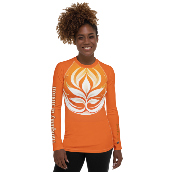 Blossom of Serenity – All-Over Print Women's Rash Guard | EVOKE Performance