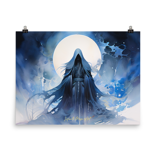 Ethereal Veil – Mystical Moonlit Figure | Enhanced Matte Paper Poster (18x24in)