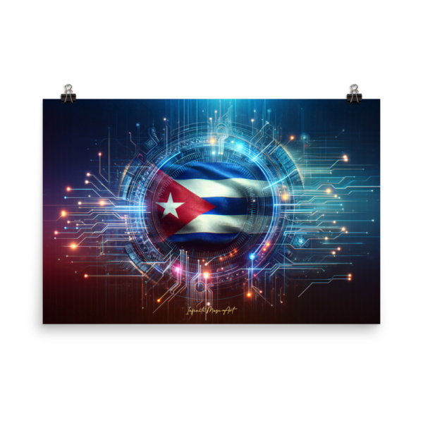 Cuban Flag Cyber Fusion – 18x18in Enhanced Matte Paper Poster