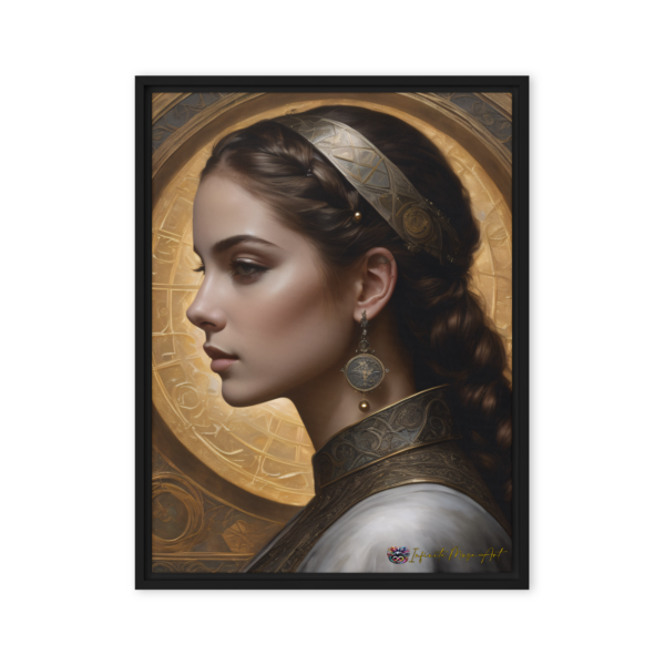 Golden Empress Portrait - Framed Canvas Print (18x24in)