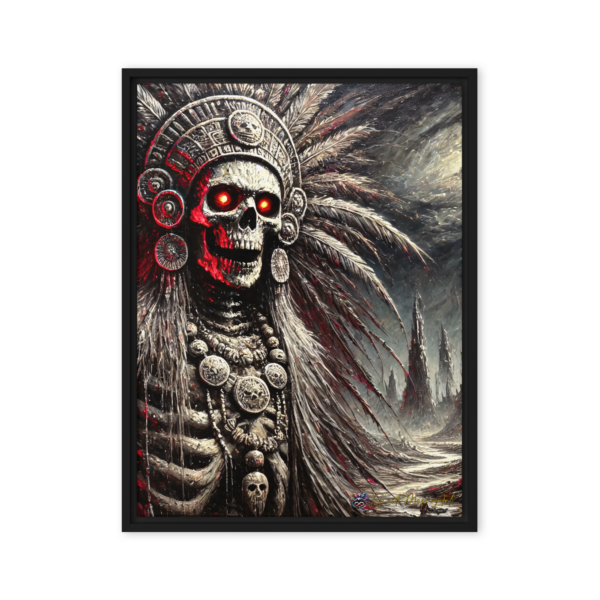 The Dreaded Crown of Mictlan - Framed Canvas Print (18x24in)