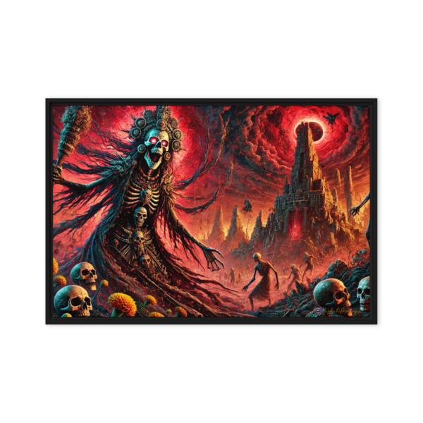 Mictlantecuhtli Underworld God – Framed Canvas Print (24x36in) | Deities of Darkness Collection