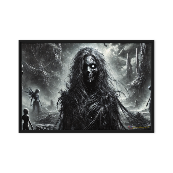 Hel's Eternal Vigil - Norse Underworld Framed Canvas Print (24x36in)