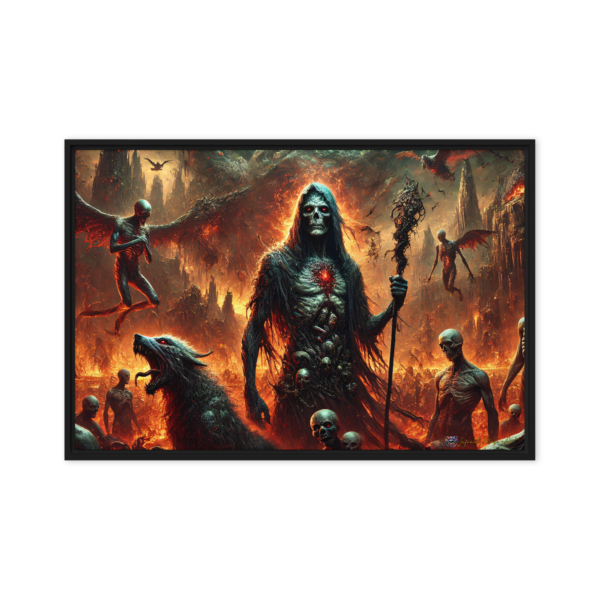 Necromancer's Dominion - Dark Fantasy Framed Canvas Art (24x36in)