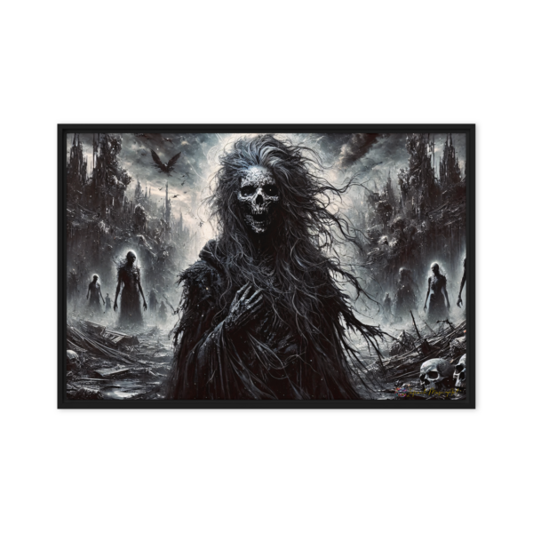 Herald of the Abyss – Framed Canvas Print (24x36in) | Black Frame Edition