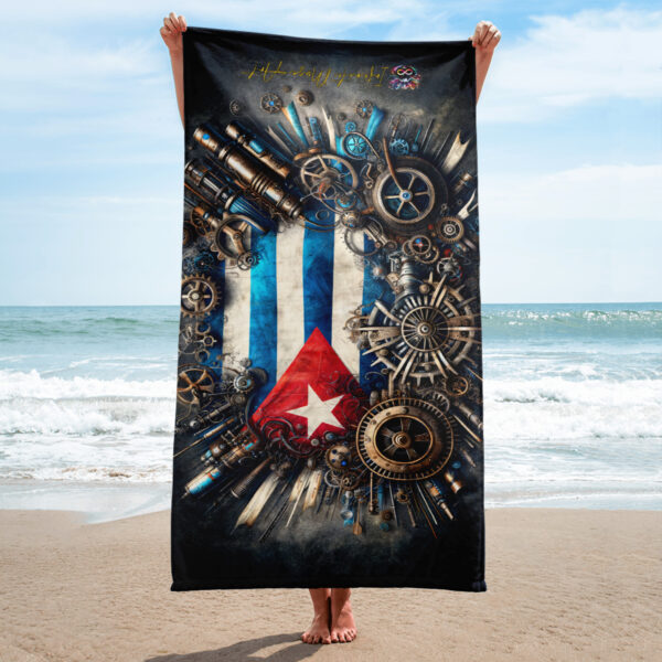 Steampunk Revolution Beach Towel - Cuban Mechanica Sublimated Towel for Beach and Outdoor Activities