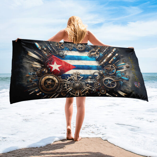 Steampunk Revolution Beach Towel - Cuban Mechanica Sublimated Towel for Beach and Outdoor Activities - Image 2