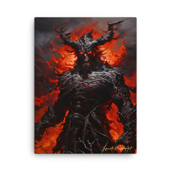 Lord of Infernal Flames - Baal The Devourer Thin Canvas Print - Gothic Dark Deity Art