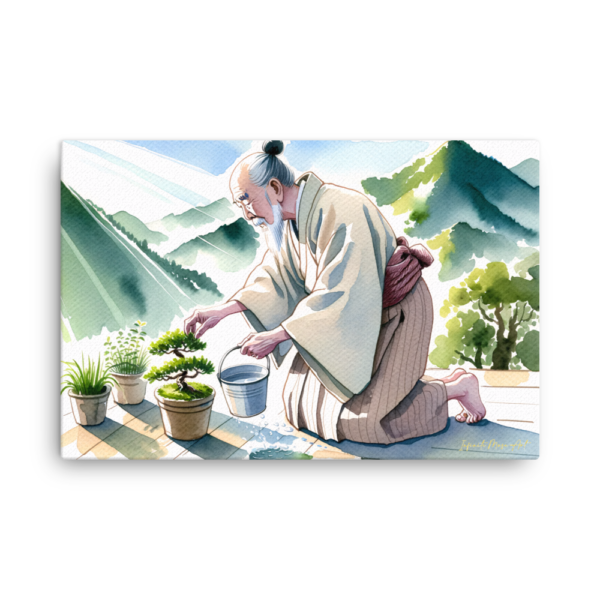 Zen of the Bonsai Master – 24x36in Thin Canvas Print