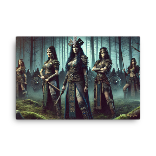 The Morrigan’s Warriors – 24x36in Thin Canvas Print | Celtic Warrior Goddess Art