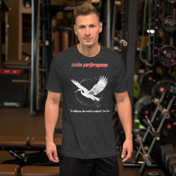 EVOKE Performance Unisex Staple T-Shirt | Bella + Canvas 3001 – Martial Arts Inspired Design with "In stillness, the world is restored." Quote - Image 7