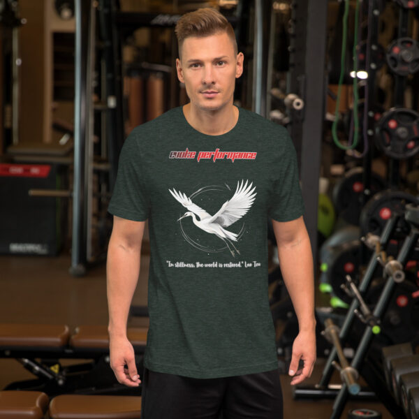 EVOKE Performance Unisex Staple T-Shirt | Bella + Canvas 3001 – Martial Arts Inspired Design with "In stillness, the world is restored." Quote - Image 5