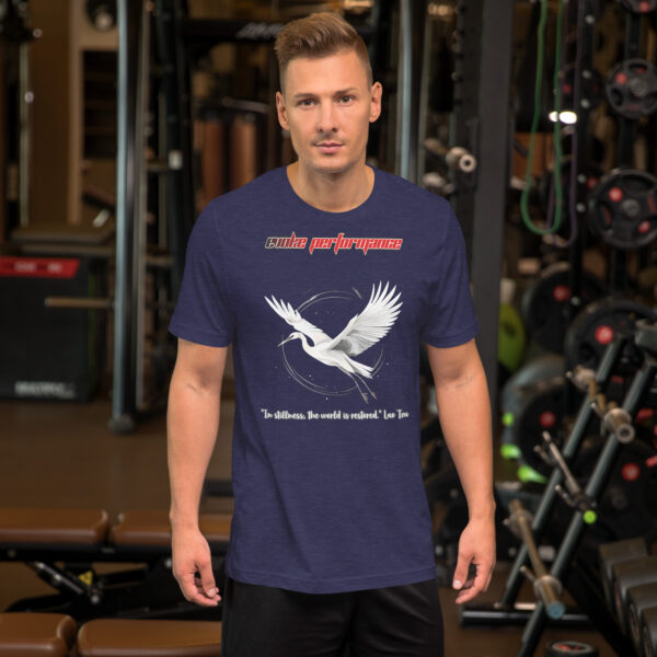 EVOKE Performance Unisex Staple T-Shirt | Bella + Canvas 3001 – Martial Arts Inspired Design with "In stillness, the world is restored." Quote - Image 4