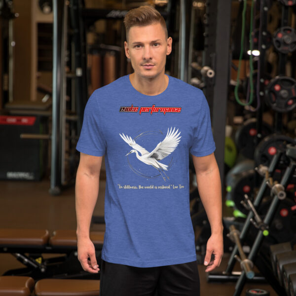 EVOKE Performance Unisex Staple T-Shirt | Bella + Canvas 3001 – Martial Arts Inspired Design with "In stillness, the world is restored." Quote - Image 8