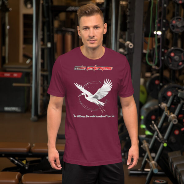 EVOKE Performance Unisex Staple T-Shirt | Bella + Canvas 3001 – Martial Arts Inspired Design with "In stillness, the world is restored." Quote - Image 6