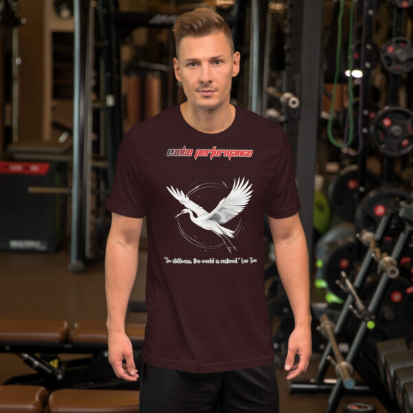 EVOKE Performance Unisex Staple T-Shirt | Bella + Canvas 3001 – Martial Arts Inspired Design with "In stillness, the world is restored." Quote - Image 2