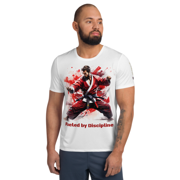 All-Over Print Men's Athletic T-Shirt – EVOKE Performance Martial Arts Apparel – "Fueled by Discipline" Quote